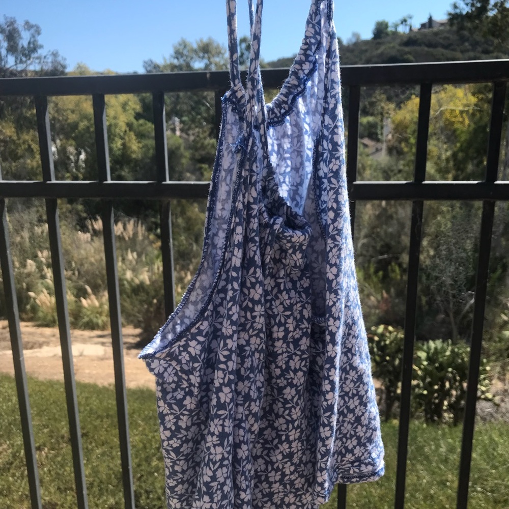 Blue and white crop top